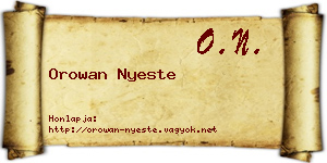 Orowan Nyeste névjegykártya